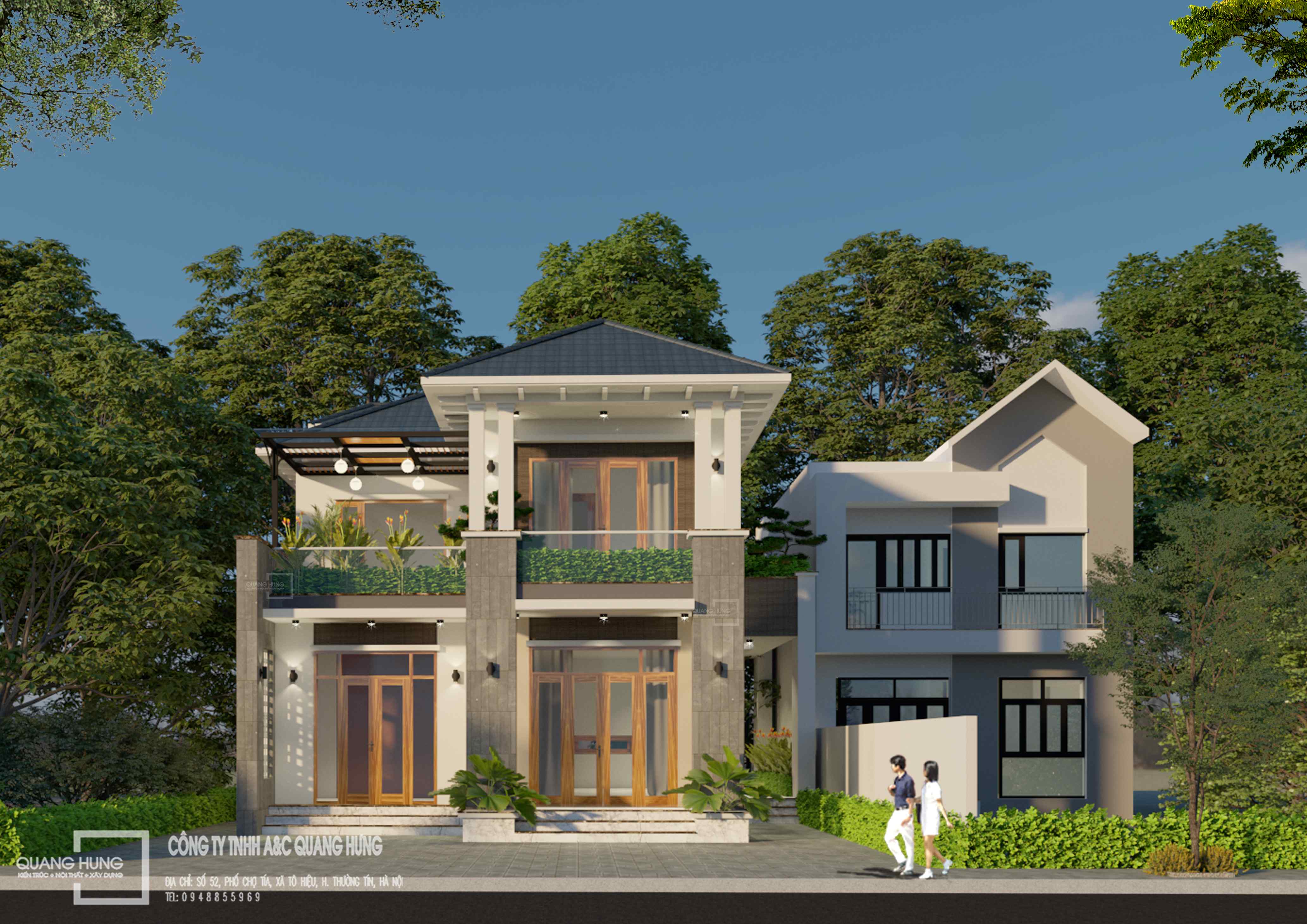 Biệt thự 2 tầng mái nhật 8,7 x 13m